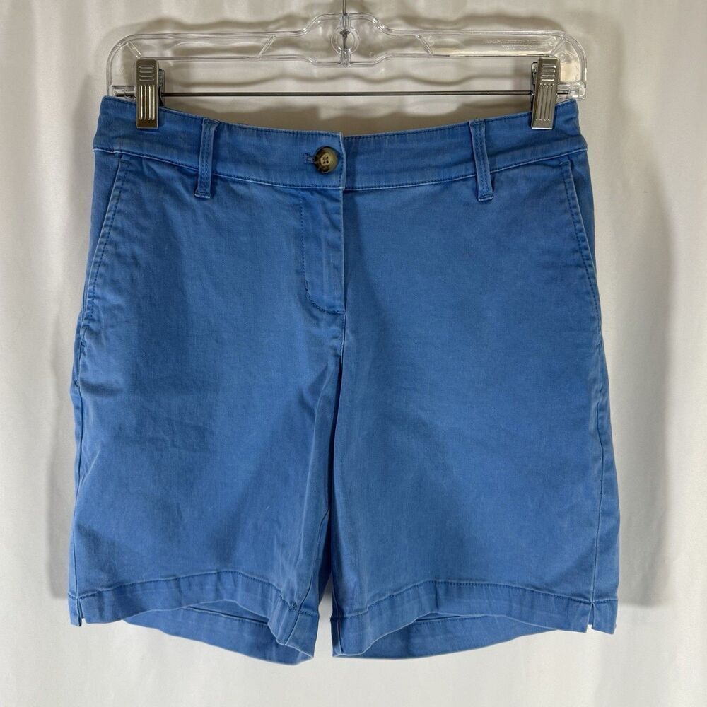 Tommy Bahama Chino Shorts Women's 0 Blue Flat Front 7" Inseam Cotton Blend